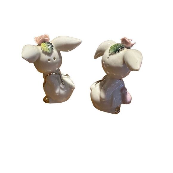 Vtg Salty & Peppy Anthropomorphic Bunny Rabbit Salt & Pepper Shaker Set Japan - Picture 5 of 11